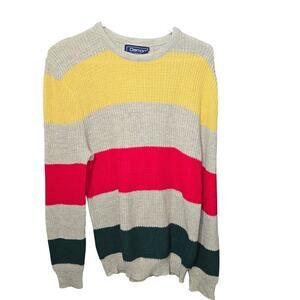Damon Colorblock Striped Sweater Vintage 80s USA Made Womens Large